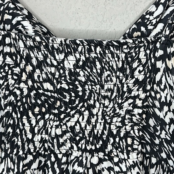 H&M Black and White Twist Front Abstract Print Spaghetti Strap Midi Dress Size M - Picture 6 of 12